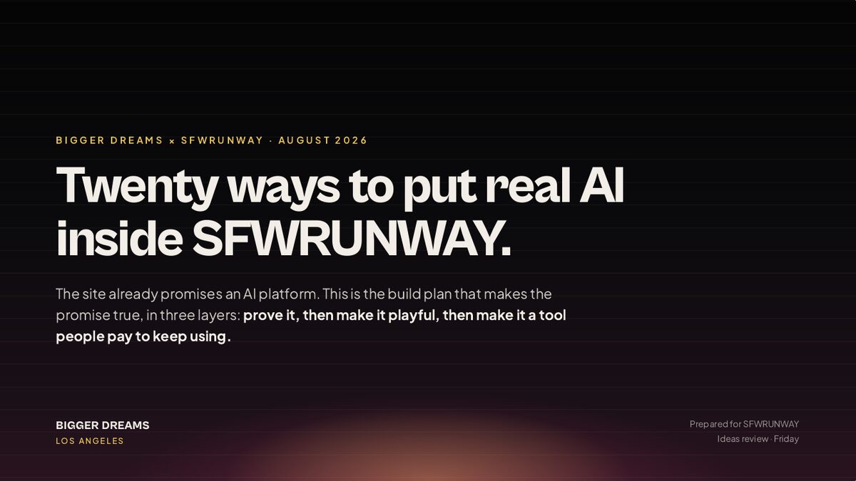 SFWRUNWAY AI strategy deck cover